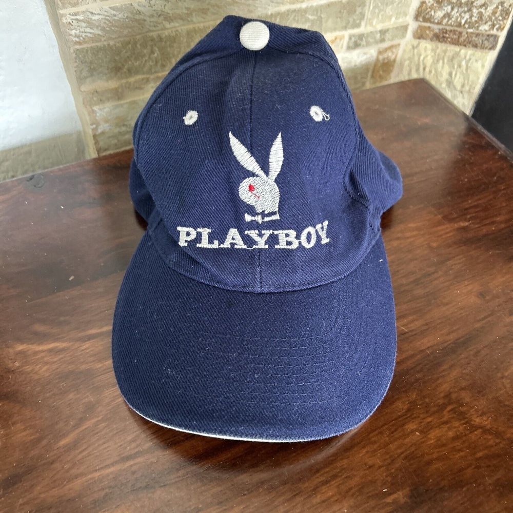 Playboy Hat Cap Strapback Blue Baseball Cotton‎ Bunny Logo Embroidered OSFM